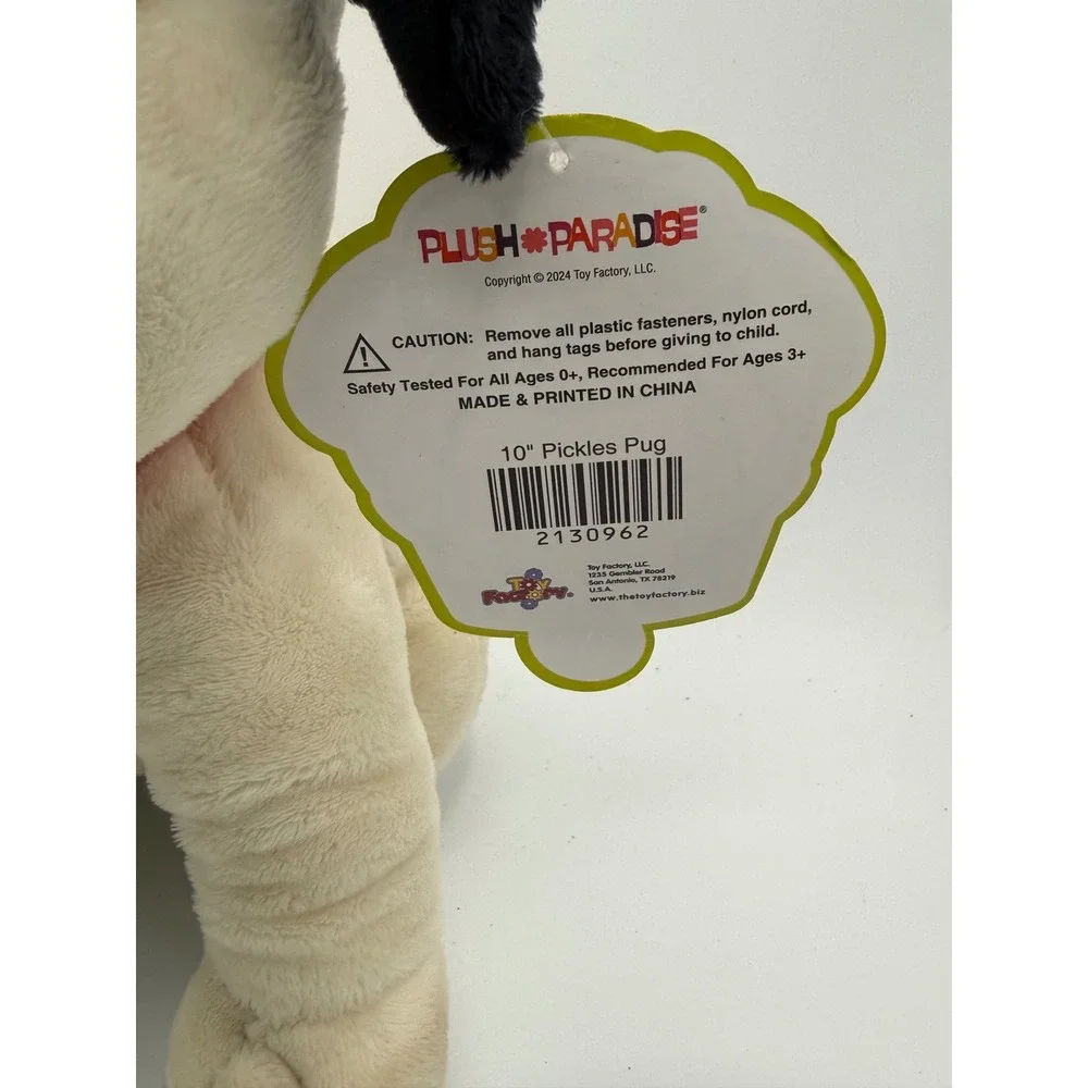 Toy Factory Pickles Pug Plush 10 Inch Cream New Stuffed Animal Dog Toy Paradise